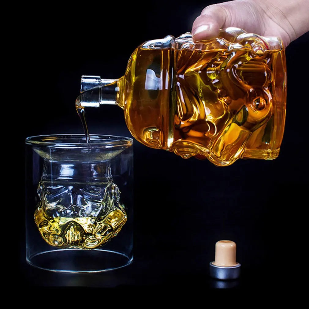 Storm Trooper Whiskey Bottle With Matching Whiskey Cups